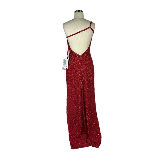 MAC DUGGAL 10711 Red One Shoulder Sequin Gown Women's Size 2 NWT - Picture 6 of 11